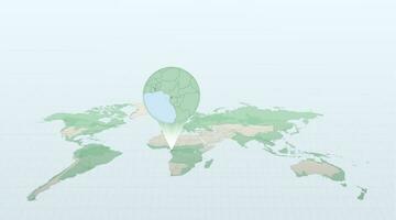 mundo mapa dentro perspectiva mostrando a localização do a país equatorial Guiné com detalhado mapa com bandeira do equatorial guiné. vetor