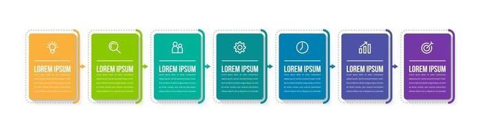 modelo de design de infográfico com ícones e 7 opções ou etapas vetor