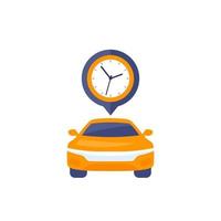 ícone de tempo de viagem com um carro e relógio vetor