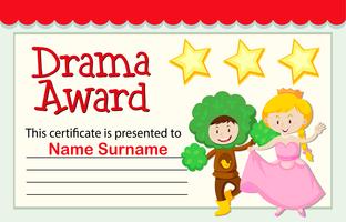 Um certificado de prêmio de drama vetor