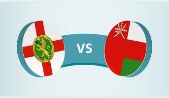Alderney versus Omã, equipe Esportes concorrência conceito. vetor
