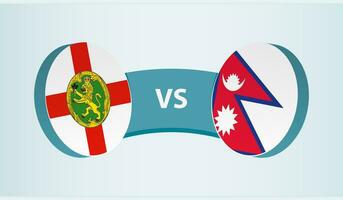 Alderney versus Nepal, equipe Esportes concorrência conceito. vetor