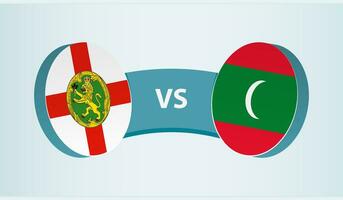 Alderney versus Maldivas, equipe Esportes concorrência conceito. vetor