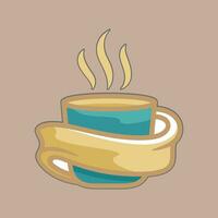 café. bandeira para cafeteria, restaurante, café sonhos tema. café copo ícone dentro a linha estilo. vetor ilustração em uma Castanho fundo