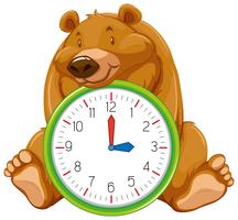 Urso de desenhos animados no modelo de relógio vetor