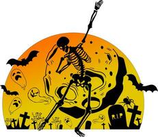 dia das Bruxas dabbing fantasma esqueleto , dabbing esqueleto silhueta, bastão ,outono , fantasma ,bruxa ,fantasma garoto, esfregando vetor