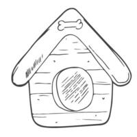 casinha de madeira, ilustração isolada de vetor de cor doodle contorno preto