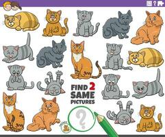 encontrar dois mesmo desenho animado gato personagens educacional atividade vetor