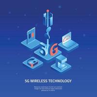 ilustração vetorial de fundo sem fio 5g isométrica vetor