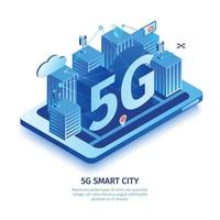 Ilustração vetorial de composição de cidade inteligente 5g vetor