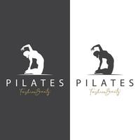 pilates pose logotipo, ioga logotipo Projeto vetor modelo ilustração