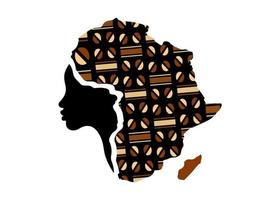 conceito de mulher africana, silhueta de perfil de rosto com turbante vetor