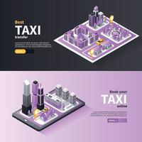 ilustração em vetor táxi cidade navegação banners