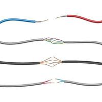 conjunto de fio de cabo elétrico isolado no fundo branco vetor