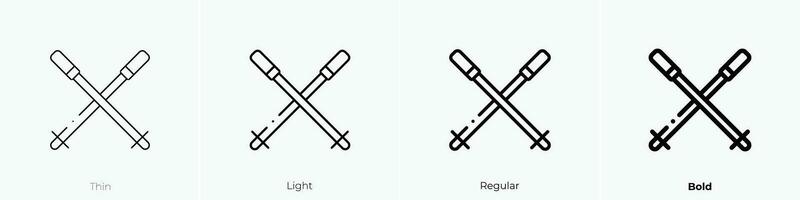 esqui ícone. afinar, luz, regular e negrito estilo Projeto isolado em branco fundo vetor