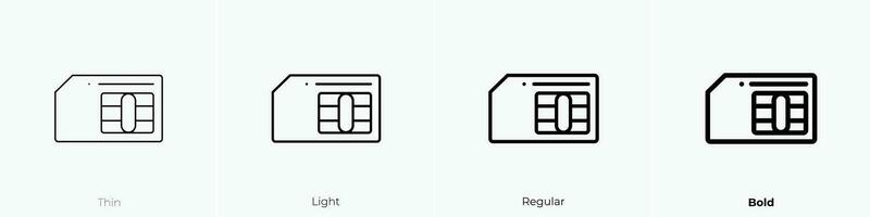 sim cartão ícone. afinar, luz, regular e negrito estilo Projeto isolado em branco fundo vetor