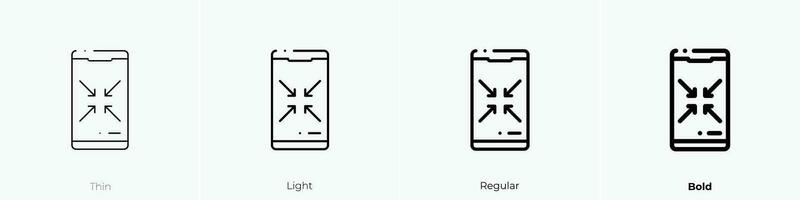 Smartphone ícone. afinar, luz, regular e negrito estilo Projeto isolado em branco fundo vetor