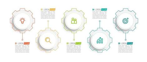 infográfico design de conceito de negócio com ícones e 5 opções ou etapas vetor
