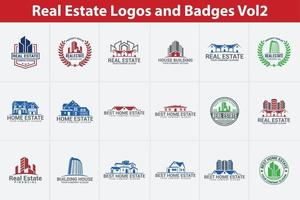 Conjunto de modelos de design de vetor de logotipos de emblemas imobiliários