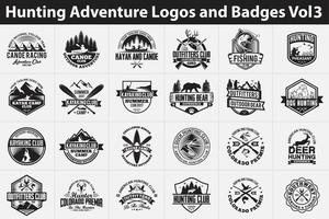 conjunto de modelos de design de vetores de emblemas de aventura