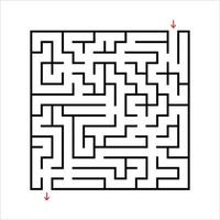 labirinto quadrado preto. um jogo interessante e útil para crianças. puzzle infantil com uma entrada e uma saída. enigma do labirinto. ilustração em vetor plana simples isolada no fundo branco.