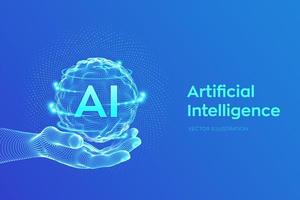 ai. logotipo da inteligência artificial na mão. vetor