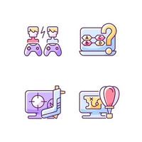 conjunto de ícones de cores rgb de jogos cooperativos vetor