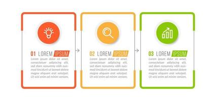 visualização de processos de negócios em 3 etapas vetor