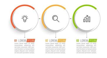 visualização de processos de negócios em 3 etapas vetor