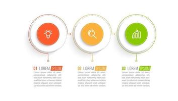 visualização de processos de negócios em 3 etapas vetor