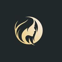logotipo de mulher elegante com design gradiente dourado vetor