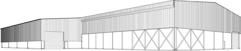 3d ilustração do industrial construção vetor