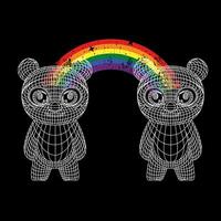 camiseta Projeto do dois ursos Unidos de uma arco-íris. vetor ilustração Boa para gay orgulho dia.