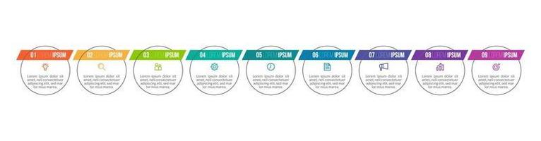 projeto infográfico de vetor com ícones e 9 opções ou etapas