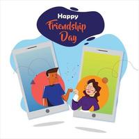 cartaz da celebração do dia da amizade online. vetor