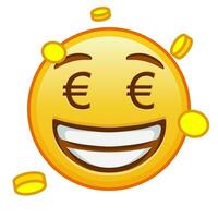 boca de dinheiro face ampla Tamanho do amarelo emoji sorrir vetor