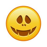 assustador dia das Bruxas face ampla Tamanho do amarelo emoji sorrir vetor