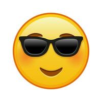 envergonhado sorridente face com oculos de sol ampla Tamanho do amarelo emoji sorrir vetor