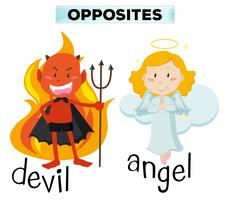 Diabo e personagens de anjo em branco vetor