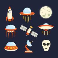 conjunto de ícones de ufo do espaço vetor