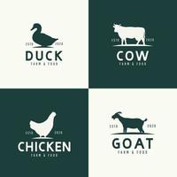 conjunto de conceito de design de logotipo de animais. vetor