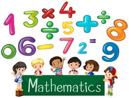 Números coloridos e crianças Matemática vetor
