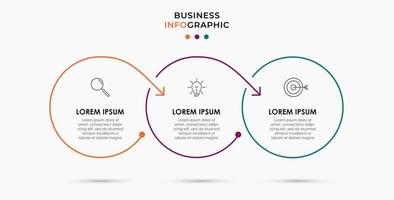 infográfico design modelo de negócios com ícones e 3 opções ou etapas vetor
