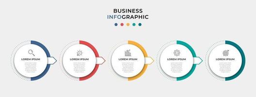 modelo de negócios de design de infográfico com ícones e 5 opções ou etapas vetor