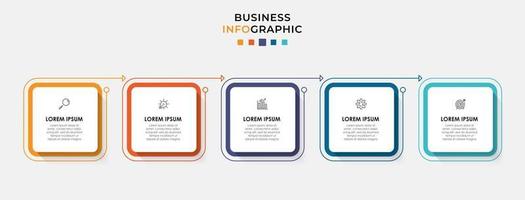 modelo de negócios de design de infográfico com ícones e 5 opções ou etapas vetor