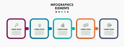 modelo de negócios de design de infográfico com ícones e 5 opções ou etapas vetor