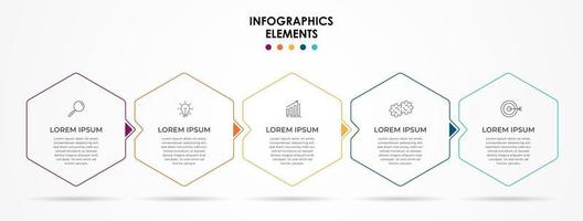 modelo de negócios de design de infográfico com ícones e 5 opções ou etapas vetor