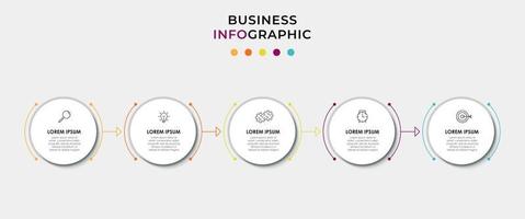 modelo de negócios de design de infográfico com ícones e 5 opções ou etapas vetor