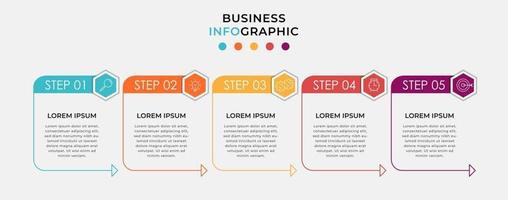 modelo de negócios de design de infográfico com ícones e 5 opções ou etapas vetor