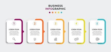 modelo de negócios de design de infográfico com ícones e 5 opções ou etapas vetor